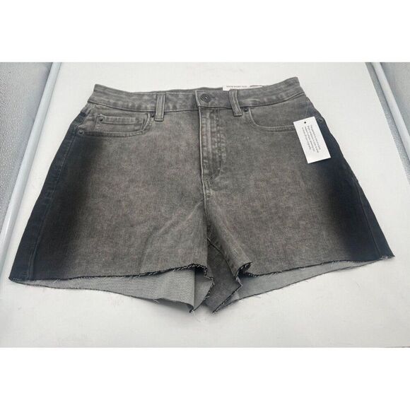 INC International Concepts High Rise Frayed Hem Denim Shorts, Gray Wash, - Picture 4 of 9